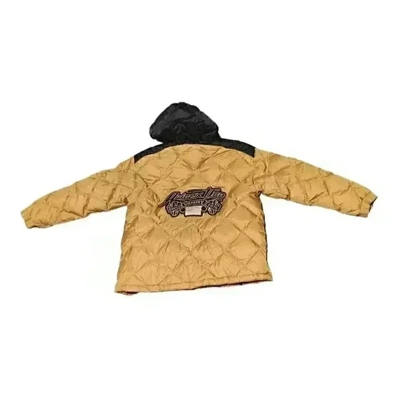 Avirex Goose Down Vasity Jacket Coat Tan Black Youth Kids Large 16 - 18 Logo